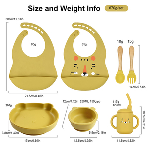 Hot Sale Factory Custom BPA-Free Bibs <strong>Plates</strong> Forks and Spoons Set Silicone Animal Bib Baby Silicone Tableware Feeding Set - Product Image 5