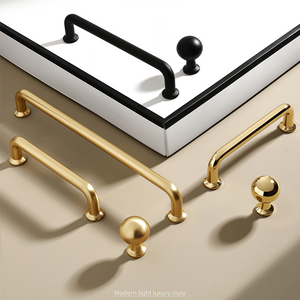 Nordic Style Solid Zinc Alloy Cabinet Pulls <strong>Knobs</strong> Brushed Gold Finish for Kitchen Dresser Drawer-Antirust Durable Handles - Product Image 2