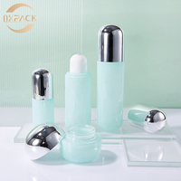 Ensemble d'emballages cosmétiques de luxe en verre de 40 ml, 100 ml, 120 ml – Bouteille de lotion et de sérum à fond épais, pot de crème pour le visage au design unique