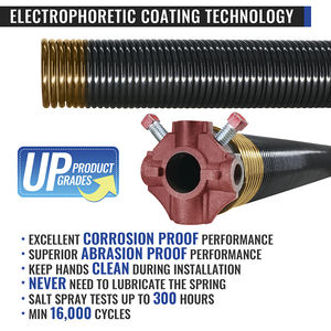 Ressort de torsion pour porte de garage à sens de rotation gauche de haute précision 0,225 x 2 x 20 pouces (cône noir) avec barres d'enroulement antidérapantes et gants - Product Image 3
