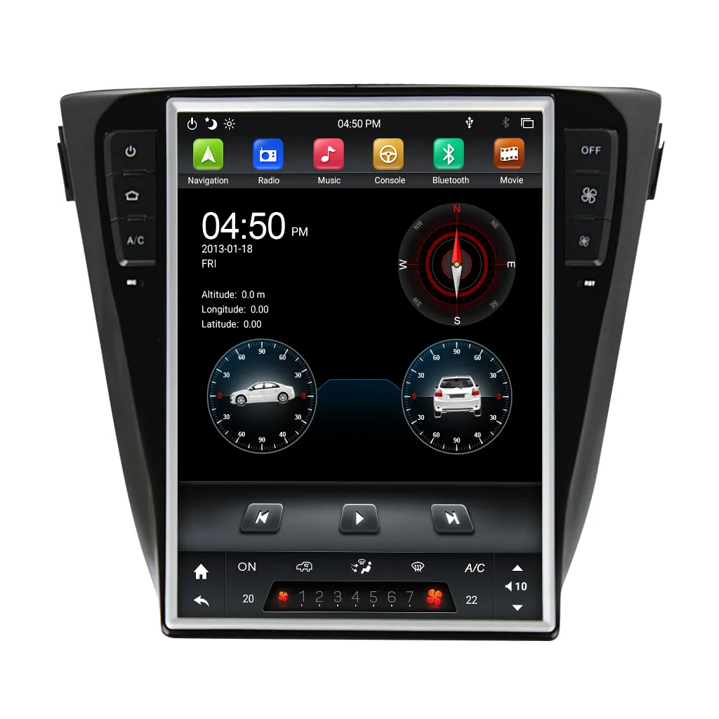 KLYDE Lettore KD-12130 Android 9.0 Car Multimedia Stereo Per X-Trail/Qashqai 2014-2016 Con 12.1 "verticale di Tocco Dell'automobile Dello Schermo di Radio