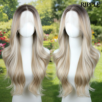 Perruque synthétique Julianna Hair Wholesale 13*6 Lace Front en fibre synthétique premium résistante à la chaleur, ondulations lâches, pour femmes blanches