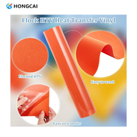 Hongcai flocage de rouleau de vinyle de transfert de chaleur matériaux d'impression flexibles HTV 3D feuille floquée Film de transfert de chaleur de vinyle
