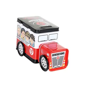 China Factory Hot Sale Digital Printing Car Shape Chocolate Coin Bus Tin Can