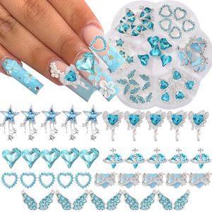 Nouveau 3D dessin animé été alliage Nail Art bijoux <span class=keywords><strong>rouge</strong></span> K9 strass <span class=keywords><strong>manucure</strong></span> charme coeur arc coupe papillon cristal résine bricolage plastique - Product Image 1