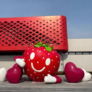 ประติมากรรมสตรอว์เบอร์รีไฟเบอร์กลาส รูปปั้นผลไม้ตกแต่งแบบศิลปะ สำหรับตกแต่งสวนกลางแจ้งขนาดใหญ่พิเศษ ของตกแต่งพื้นขนาดใหญ่ - Product Image 3