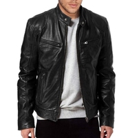 Nouvelle arrivée, veste en simili cuir pour homme, taille plus, col montant, fermeture éclair, veste de moto vintage imperméable