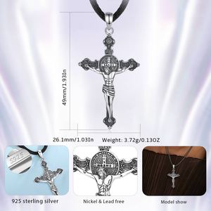 Changda 925 Sterling Zilver Christelijk Vintage Gotische Jezus Inri Kruis Kruisbeeld Hangertje Ketting voor Vrouwen Bruiloft - Product Image 3