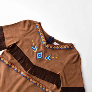 Ragazze Costume nativo americano manica corta girocollo con nappina abito fascia per cintura in Costume ragazza indiana - Product Image 3