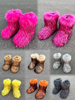 Bottes d'hiver imperméables mi-mollet pour femmes, bottes de neige moelleuses, chaussures plates d'extérieur avec semelle extérieure en plastique, confortables et chaudes