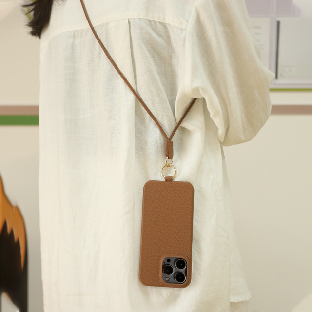 For iPhone 16 Pro Max Genuine Leather Phone case with Lanyard for iPhone 15 14 16 16ePro Max Neck Phone Protective case