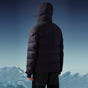 Manteaux d'hiver personnalisés à capuche en <span class=keywords><strong>noir</strong></span> et bleu pour hommes Vestes bouffantes imperméables et coupe-vent grande taille pour hommes - Product Image 4