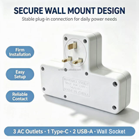 Stop Kontak Ekstensi UK Grosir 3 Lubang AC Dengan 1 Type-C 2 USB-A, Adaptor Stop Kontak Multi untuk Rumah
