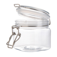 Incassable 400ml jus clair savon pilule boucle en métal PET scellé carré pot de stockage avec couvercle