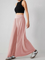 Nouveau pantalon long ample de danse pour femme, style européen et américain, pantalon décontracté drapé, pantalon taille haute à jambes larges pour l'été et les activités.