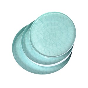 Plat fantaisie en fer blanc personnalisé bleu ciel émail enduit de poudre assiette de service accessoires de cuisine pour usage domestique prix de l'assiette de riz - Product Image 1