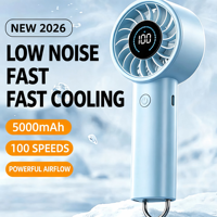 Ventilateur portable pour cils OEM&ODM, mini-ventilateur rechargeable 5000 mAh, 100 vitesses, affichage numérique avec crochet pour maquillage et beauté