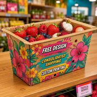 Aangepaste logo diep geventileerde papieren fruitpunnet kraftdoos hitteverzegelingsfolie aardbei kers bosbes verpakking OEM