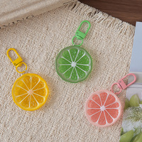 Creatieve transparante hars sleutelhanger met sinaasappel- en citroenschijfjes, grappige gesimuleerde voedseldecoratie voor dameshandtassen, kleine cadeaus, groothandel