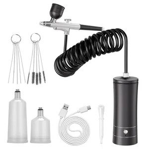 Kit aérographe sans fil avec compresseur, ensemble portable sans fil à faible bruit et performance stable pour le nail art, la décoration de gâteaux, le tatouage - Product Image 1