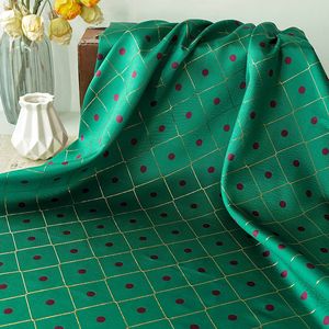 Tissu jacquard vintage à pois losanges dorés, tissé teint en fil pour robes, gilets, vestes, sacs - Product Image 2