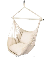 Woqi 100% coton chaise hamac suspendue avec 2 coussins balançoire en corde pour le camping et la randonnée