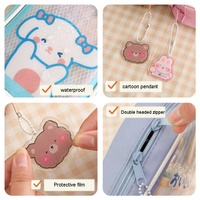 Pochette en toile transparente pour stylo de grande capacité, mignon, créatif, papeterie de dessin animé pour enfants, étui à stylo en plastique transparent
