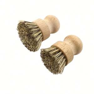 High Quality Eco-Friendly <b>Wooden</b> Pot Dish Cleaning Wash <b>Brush</b> with Mixed Coconut Palm <b>Hair</b> for Kitchen Use - Product Image 1