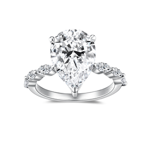 ファインジュエリー<span class=keywords><strong>5</strong></span>カラット梨カット9x 13mm Moissaniteダイヤモンド925シルバーリングストーン付き - Product Image 2