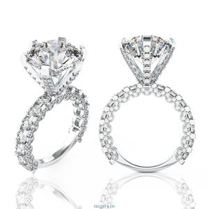 Anillos de Oro para Mujer, Anillo de Diamante Sintético (cultivado en Laboratorio) Redondo de Lujo de Vietnam, 10 mm (Oro Blanco de 18K) - Product Image 5