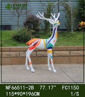 Décorations de Noël en plein air Statue d'animal de cerf Sculpture en fibre de verre artisanale en résine pour ornements de jardin