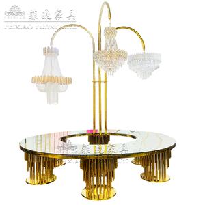 โต๊ะกระจกทรงกลมขนาดใหญ่สำหรับงานแต่งงานโต๊ะรับประทานอาหารในงานแต่งงานทำจากสแตนเลสดีไซน์ใหม่ - Product Image 1