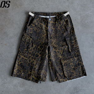 Shorts Cargo Holgados con Estampado de Leopardo, Estilo Y2K, Streetwear, Desgastados, Corte Ancho, Largos, Vaqueros, Utilitarios, 2026, Shorts de Verano para Hombre - Product Image 1