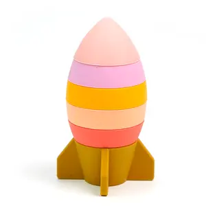 Rocket de silicone empilhamento para bebês, silicone, brinquedo, bebê, criança, brinquedo, cpc, certificação montessori, brinquedo