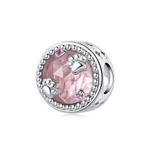 Pulsera de Cuentas de Cobre Blanco Original - Decoración DIY con Forma de Corazón Rosa para Mascotas, Joyería Personalizada para Mujer - Product Image 1