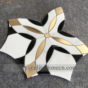 Phong Cách Mỹ Tam Giác Hình Lục Giác Dolomite Brass Bằng Đá Cẩm Thạch Trắng Sàn Khảm Và Tường Gạch - Product Image 1