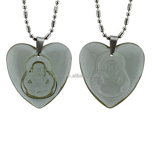 透明ハート型ネックレスガラス仏像ペンダント箱入り施釉ペンダント - Product Image 1