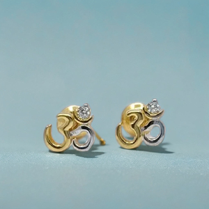 Pendientes Om de Oro de 22K de Primera Calidad con Acentos de Diamantes, Diseño Espiritual Moderno, Joyería Fina para Mujer, Fabricante - Product Image 2