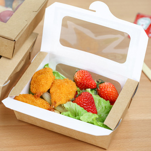 Caja de Embalaje Desechable de Papel Kraft con Ventana Cuadrada para Comida para Llevar, Sushi, Postres, con Impresión Offset Personalizada y Envío Gratuito - Product Image 2