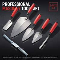 Ensemble de 6 truelles de maçonnerie de qualité industrielle professionnelle en acier inoxydable, kit de truelles à jointer les briques, poignée ergonomique à prise souple