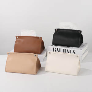 Boîte à mouchoirs en cuir moderne, autoportante, multifonctionnelle, pour la maison et le bureau, disponible en blanc, marron, kaki et noir - Product Image 4