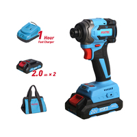Outils électriques à batterie FIXTEC 20V sans fil sans brosse 1/4 ''tournevis à percussion avec 2 * batterie et 1 * chargeur