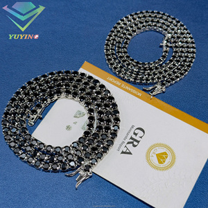 จัดส่งรวดเร็ว สร้อยเทนนิสโมอิสซาไนต์สี D ระดับ VVS ขนาด 2-6.5 มม. สีดำ สีขาว รับรองโดย GRA เงินแท้ 925 สไตล์ฮิปฮอป สร้อยคอและกำไลข้อมือ - Product Image 1