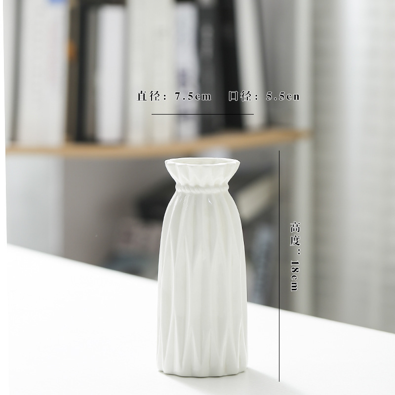 Vase Cylindrique 40 Cm Blanc - Style Nordique, Design épuré Pour Salon, Bureau, Décoration Intérieure