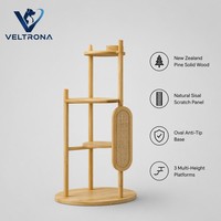 Torre para Gatos de Madera Minimalista Nórdica, Multinivel, para Interiores, con Poste Rascador de Sisal, Mueble de Pino Natural, Venta al Por Mayor