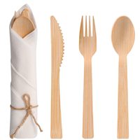 Anhui Ensemble de couverts jetables en bambou biodégradable Couverts comprenant fourchette, cuillère et couteau pour le camping Support d'impression de logo
