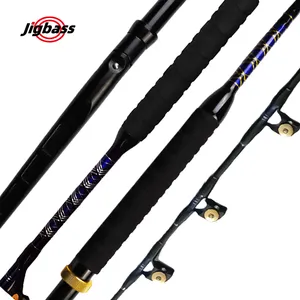 JIGBASS Big Roller Guide Offshore Bent Butt Saltwater Boat Heavy Duty Trolling Rods Deep Sea Tuna Trolling Rod