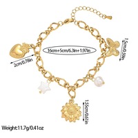Ensemble de bijoux fantaisie deux pièces pour femme, plaqué or, en alliage de zinc, avec bracelets à breloques géométriques et bague style spirale anti-moustiques