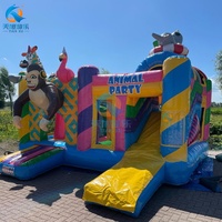 Château gonflable combiné le plus vendu pour une utilisation en intérieur/extérieur, matériau PVC, taille et couleur personnalisables, capacité de 5 personnes