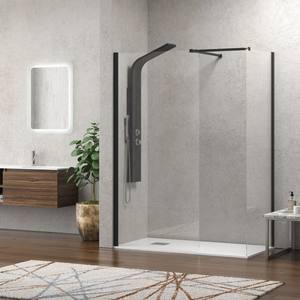 Kamalu KW2000B Moderna Cabina Doccia Walk-in Nera 70x80cm Rettangolare 2 Lati Schermo Doccia Moderno per Bagno - Product Image 2